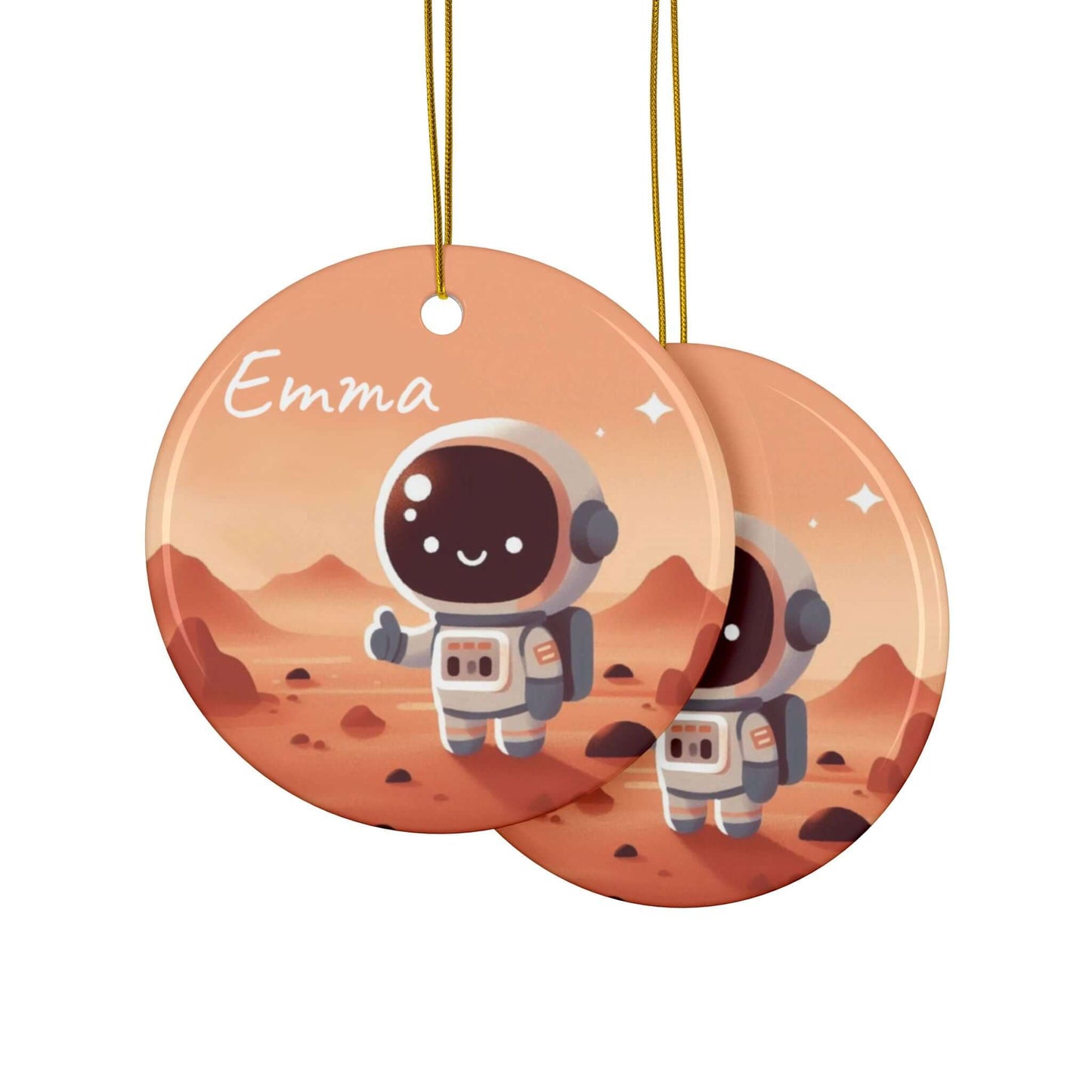 Wondershire, Personalized Astronaut on Mars Christmas Ceramic Ornament, Ceramic,Christmas,Decor,Home & Living,ornament,Ornaments,Personalized Astronaut on Mars Ornament,Seasonal Decorations,Space theme