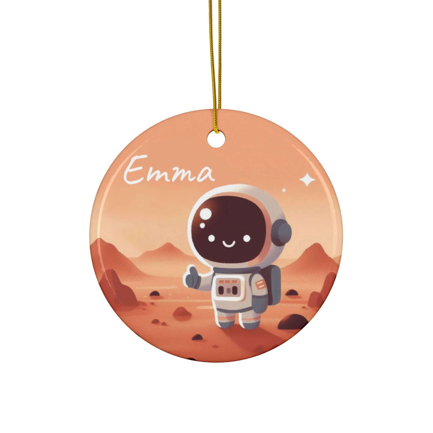 Wondershire, Personalized Astronaut on Mars Christmas Ceramic Ornament, Ceramic,Christmas,Decor,Home & Living,ornament,Ornaments,Personalized Astronaut on Mars Ornament,Seasonal Decorations,Space theme