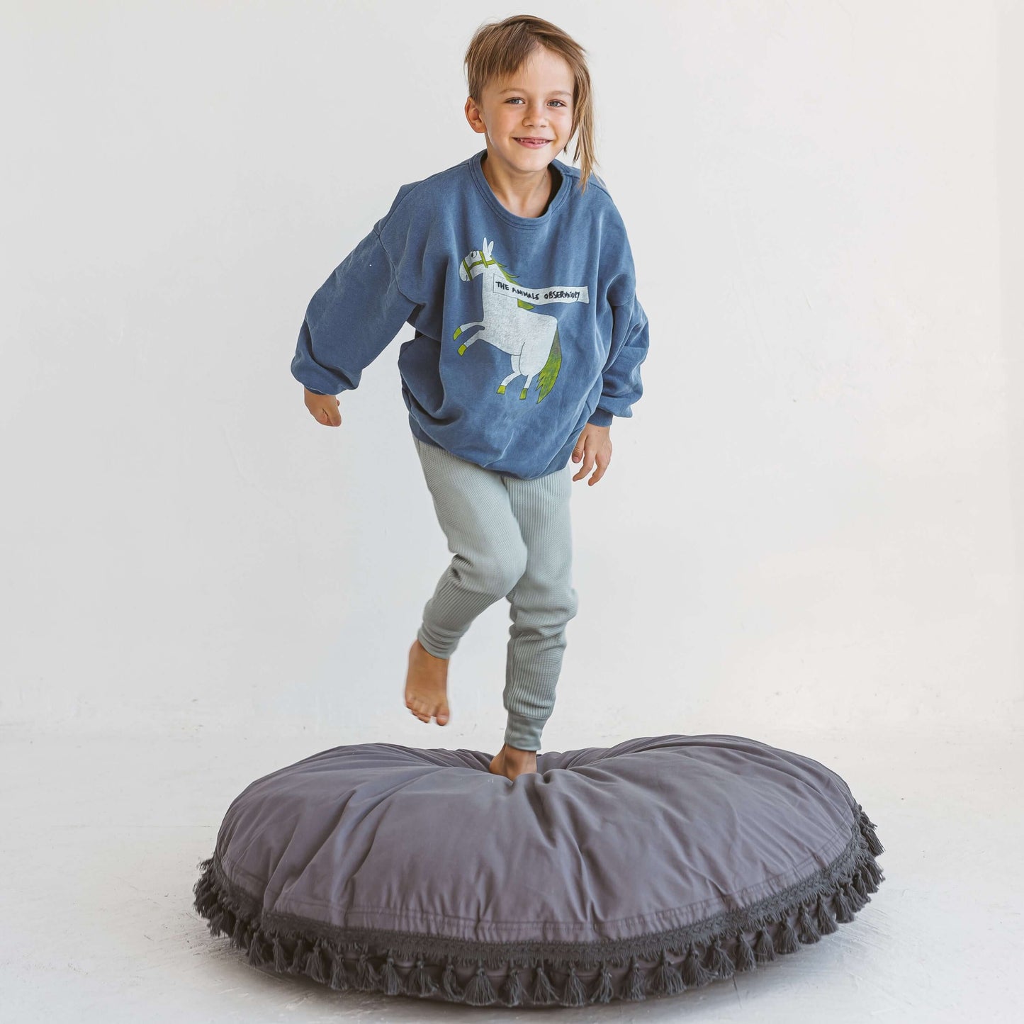 Wondershire, MINICAMP Large Floor Cushion with Tassels in Grey, boho style,Childrens Room,floor cushion,floor pillow,Floor pillow big pillow,floor seating,Kids Decor,Minicamp,Nursery Decor,pouf