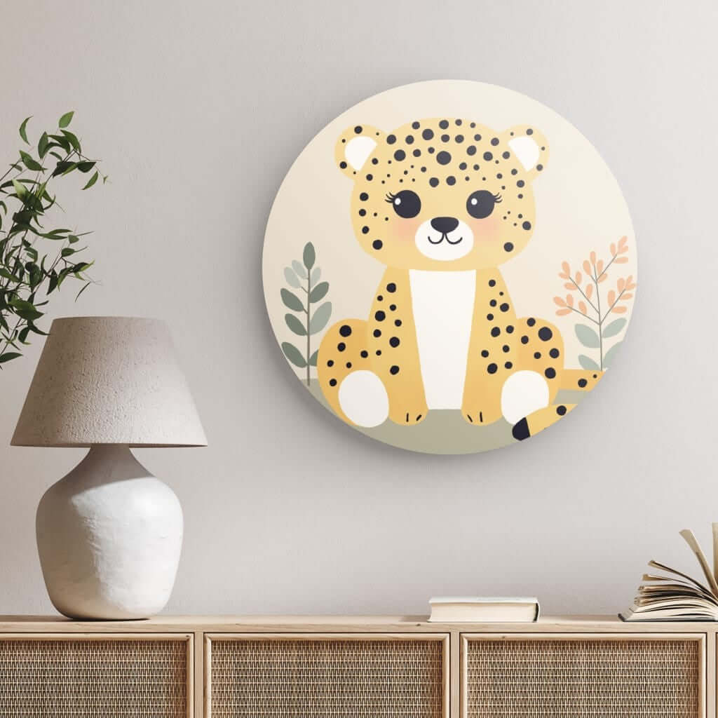 Wondershire, Baby Cheetah Round Print, Cheetah,cheetah artwork,Childrens Room,Kids Decor,Nursery Art,Nursery Decor,Round Photo Print,Wildlife Nursery,Wondershire