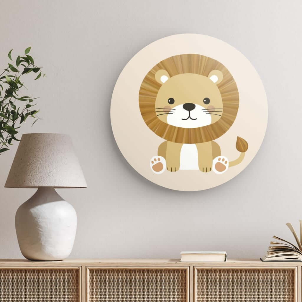 Wondershire, Lion Round Print, Baby Lion Art,Childrens Room,Kids Decor,Nursery Art,Nursery Decor,Round Photo Print,Wondershire