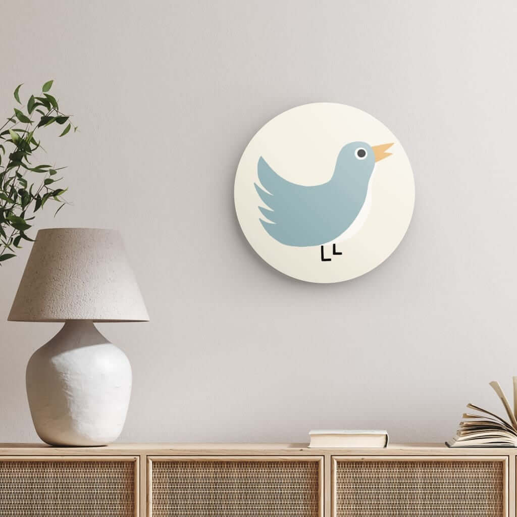 Wondershire, Blue Bird Round Print, Artwork,Bird,Childrens Room,Kids Decor,Nursery Art,Nursery Decor,Nursery wall art,Round Photo Print,Wondershire