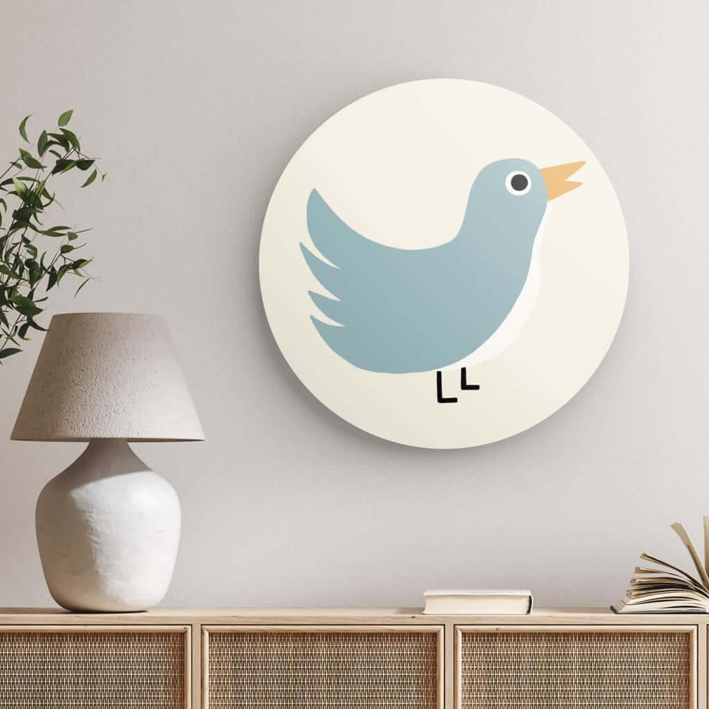 Wondershire, Blue Bird Round Print, Artwork,Bird,Childrens Room,Kids Decor,Nursery Art,Nursery Decor,Nursery wall art,Round Photo Print,Wondershire
