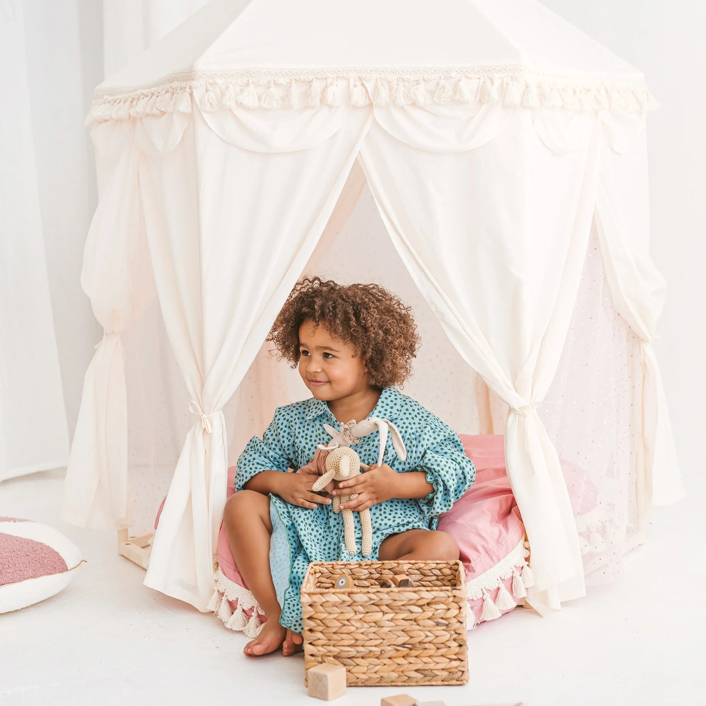 Wondershire, MINICAMP Boho Indoor Playhouse Tent in Pavilion Shape, Canvas Teepee For Kids,Children Teepee,Childrens Room,Indoor Tipi Tent,Kids Decor,Minicamp,Nursery Decor,Party Teepee,Play Teepee,Toddler Teepee,Wedding Kids Teepee,White Teepee Tent