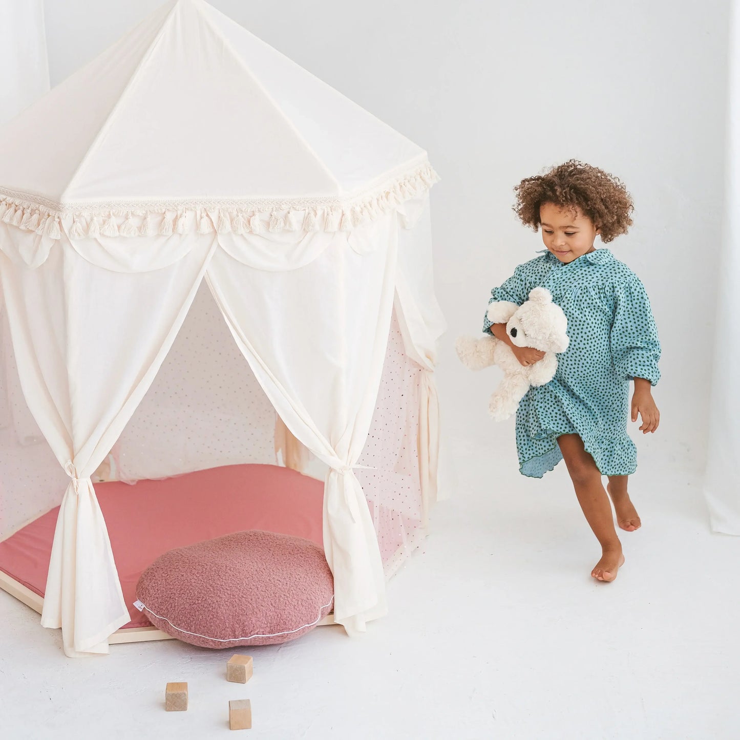 Wondershire, MINICAMP Boho Indoor Playhouse Tent in Pavilion Shape, Canvas Teepee For Kids,Children Teepee,Childrens Room,Indoor Tipi Tent,Kids Decor,Minicamp,Nursery Decor,Party Teepee,Play Teepee,Toddler Teepee,Wedding Kids Teepee,White Teepee Tent