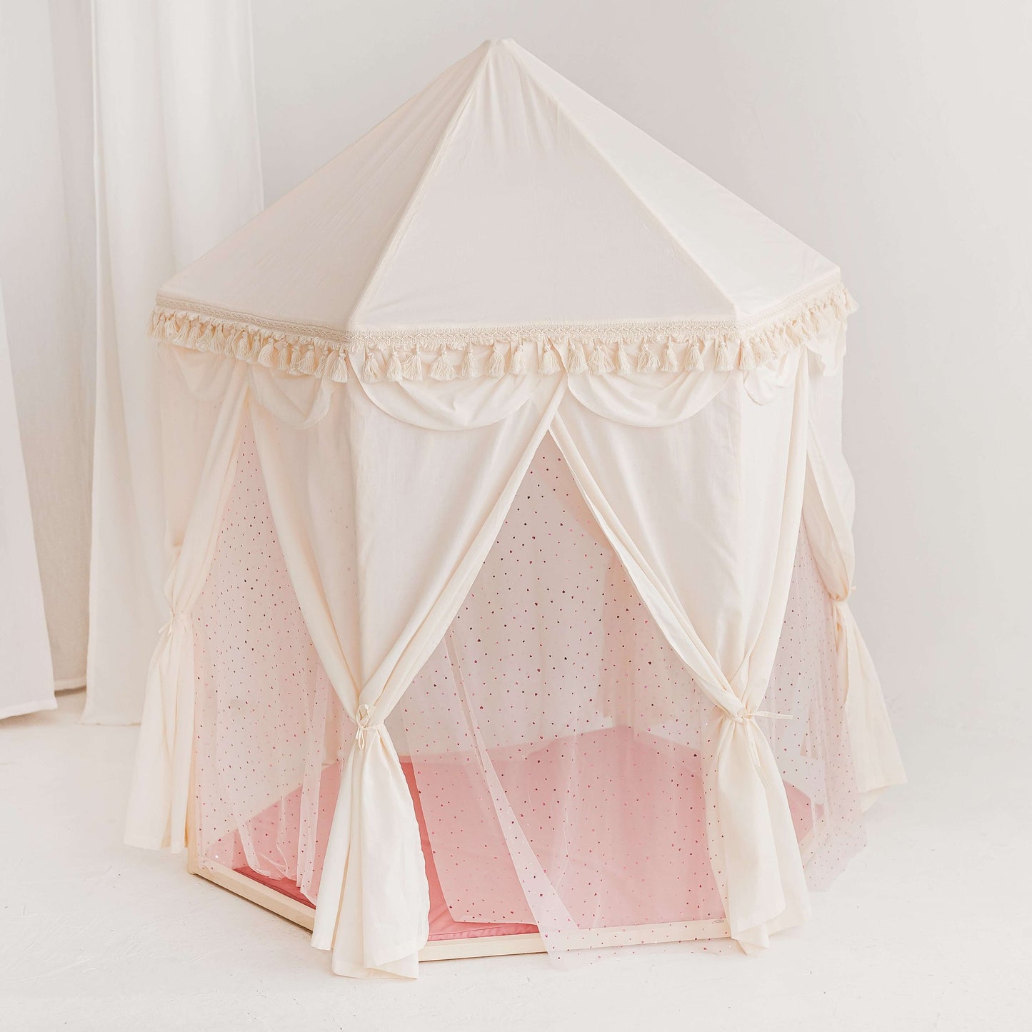 Wondershire, MINICAMP Boho Indoor Playhouse Tent in Pavilion Shape, Canvas Teepee For Kids,Children Teepee,Childrens Room,Indoor Tipi Tent,Kids Decor,Minicamp,Nursery Decor,Party Teepee,Play Teepee,Toddler Teepee,Wedding Kids Teepee,White Teepee Tent