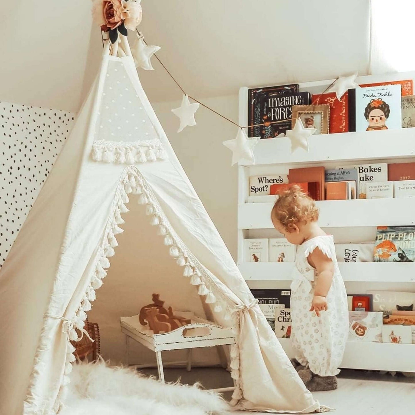 Wondershire, MINICAMP Boho Kids Teepee with Tassels, Canvas Teepee Tent,Childrens Room,DIY Indoor Kids Tent,Indoor Tipi Tent,Kids Decor,Minicamp,MINICAMP Boho Kids Teepee with Tassels,Nursery Decor,Tipi Tent,Toddler Teepee Tent