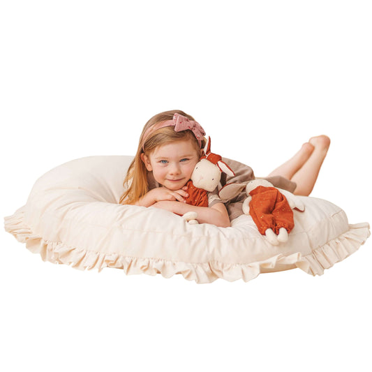 Wondershire, MINICAMP Large Floor Cushion with Ruffles, big pillow,Childrens Room,floor cushion,giant floor cushion,Kids Decor,Minicamp,MINICAMP Large Floor Cushion with Ruffles,Nursery Decor,pouf,reading nook