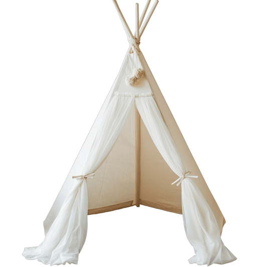 Wondershire, MINICAMP Fairy Kids Play Tent with Tulle in Ecru, Childrens Room,Kids Decor,Kids teepee tent with tulle from minicamp,Nursery Decor
