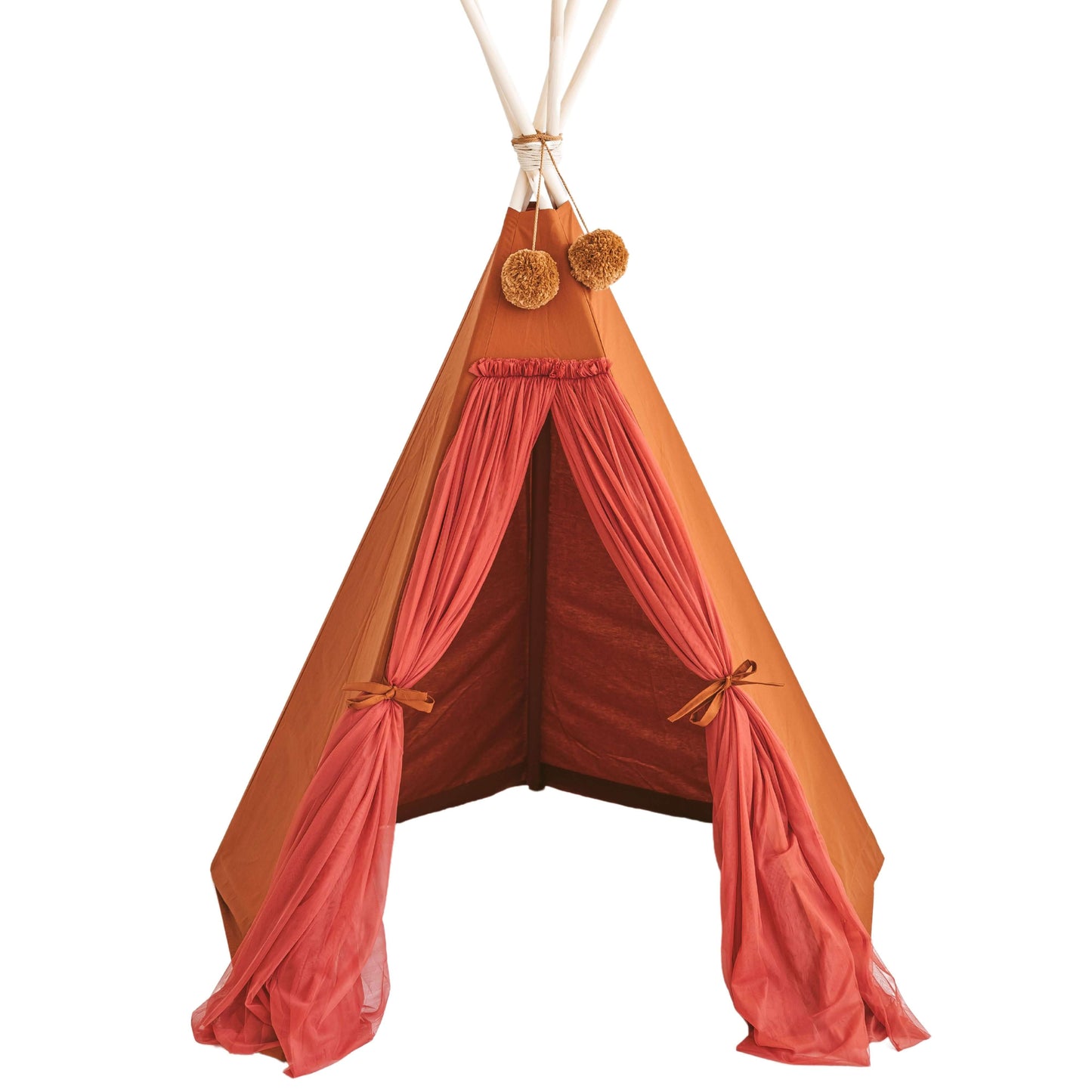 Wondershire, MINICAMP Fairy Kids Play Tent with Tulle in Cognac, Childrens Room,Kids Decor,kids teepee in cognac rustic teepee,Minicamp,Nursery Decor
