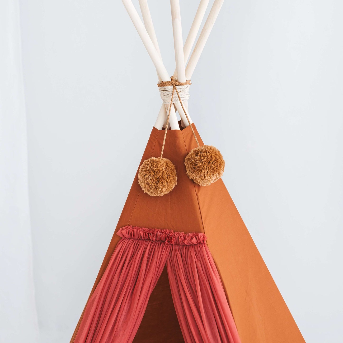 Wondershire, MINICAMP Fairy Kids Play Tent with Tulle in Cognac, Childrens Room,Kids Decor,kids teepee in cognac rustic teepee,Minicamp,Nursery Decor