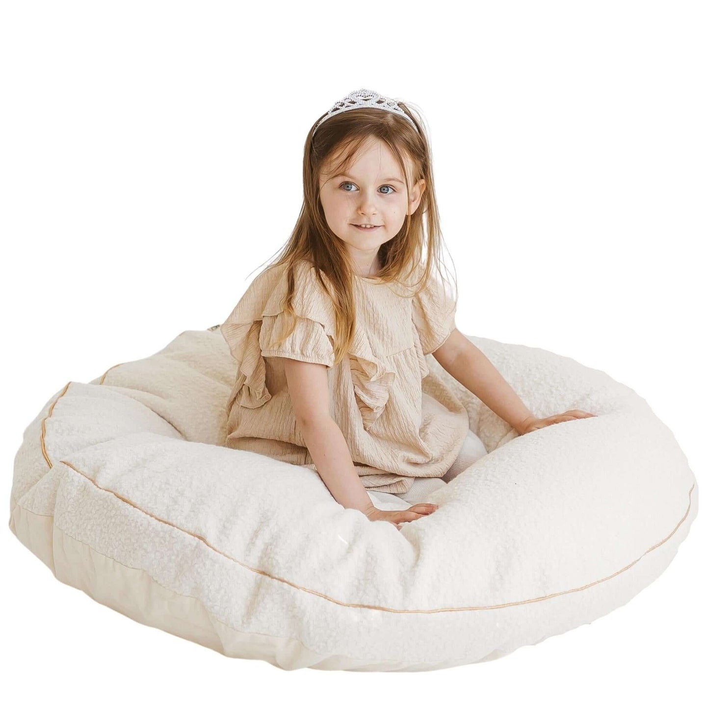 Wondershire, MINICAMP Boucle Fabric Kids Floor Cushion in Ecru, boucle floor pillow,children floor pillow,Childrens Room,Kids Decor,kids floor cushion,kids floor poof,kids pouf,Minicamp,Nursery Decor,teddy fabric