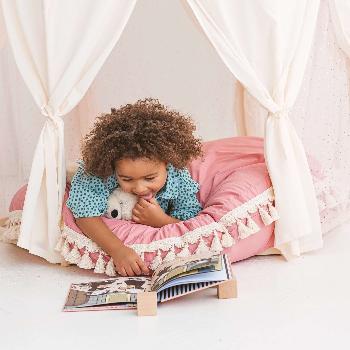 Wondershire, MINICAMP large Floor Cushion with Tassels in Rose, Childrens Room,Kids Decor,Minicamp,MINICAMP large Floor Cushion with Tassels in Rose,Nursery Decor
