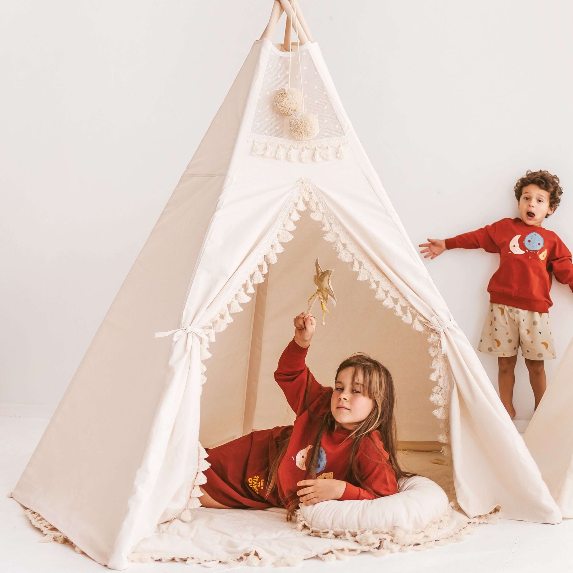 Wondershire, MINICAMP Extra Large Indoor Teepee Tent with Tassels Decor in Boho Style, Canvas Teepee For Kids,Canvas Teepee Tent,Children Teepee,Childrens Room,Kids Decor,Minicamp,Nursery Decor,Party Teepee,Play Teepee,Scandi Teepee For Kids,Toddler Teepe