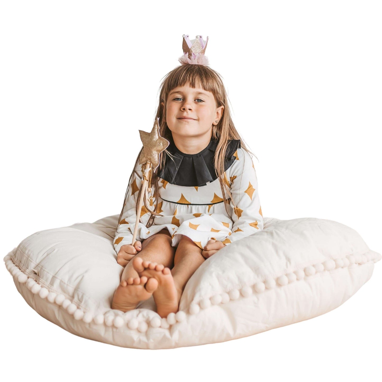 Wondershire, MINICAMP Large Floor Cushion with Pom Poms, big pillow,Childrens Room,floor cushion,Kids Decor,kids floor cushion,Minicamp,MINICAMP Large Floor Cushion with Pom Poms,Nursery Decor