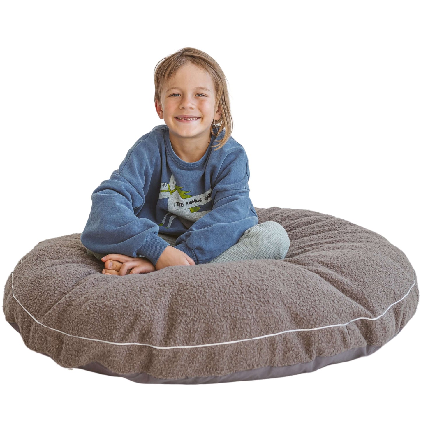Wondershire, MINICAMP Boucle Fabric Kids Floor Cushion in Grey, Childrens Room,Kids Decor,MINICAMP big floor cushion in grey boucle,Nursery Decor