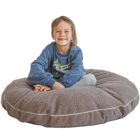 Wondershire, MINICAMP Boucle Fabric Kids Floor Cushion in Grey, Childrens Room,Kids Decor,MINICAMP big floor cushion in grey boucle,Nursery Decor