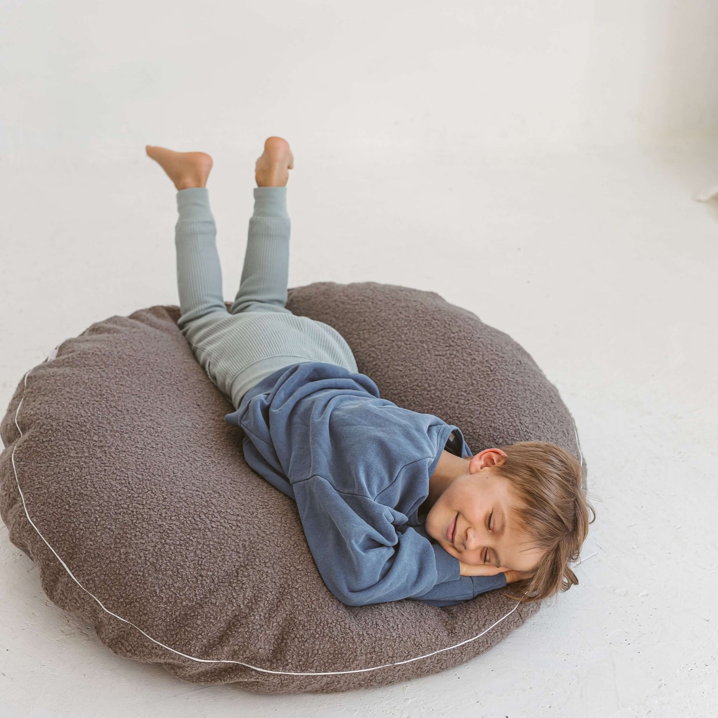 Wondershire, MINICAMP Boucle Fabric Kids Floor Cushion in Grey, Childrens Room,Kids Decor,MINICAMP big floor cushion in grey boucle,Nursery Decor