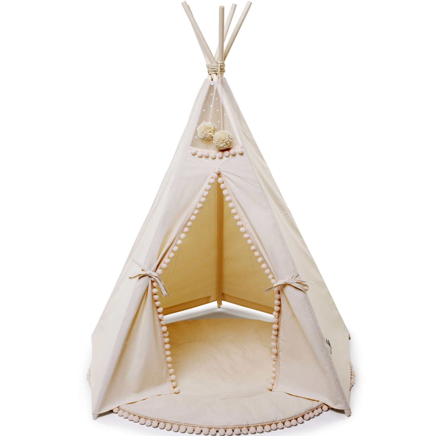 Wondershire, MINICAMP Original Play Tent with Pompoms, Canvas Teepee Tent,Childrens Room,DIY Indoor Kids Tent,Indoor Tipi Tent,Kids Decor,Kids teepee tent with tulle from minicamp,Minicamp,MINICAMP Original Play Tent with Pompoms,Nursery Decor,Tipi Tent,T