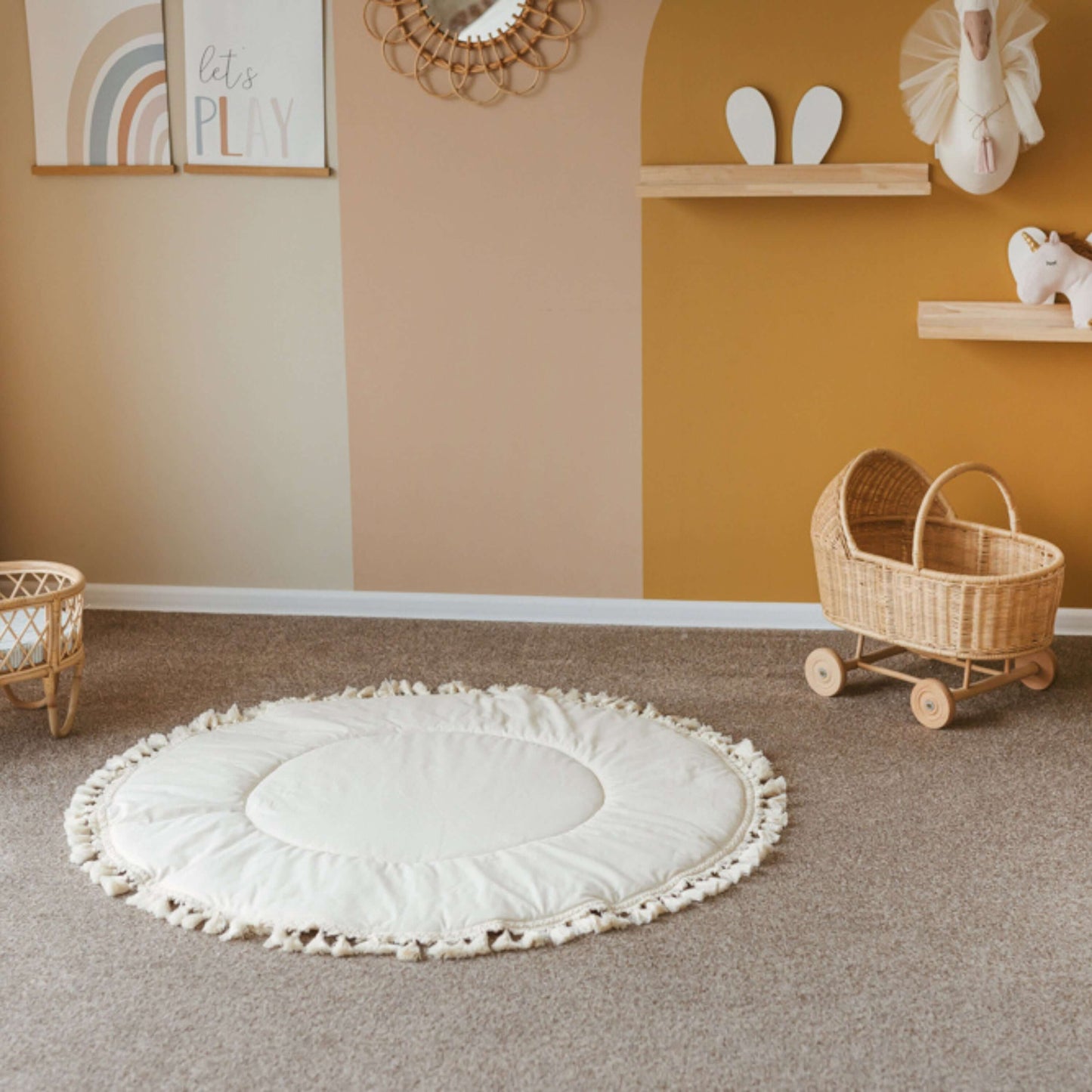 Wondershire, MINICAMP Kids Playmat with Tassel Border, babygym mat,Childrens Room,cotton,Kids Decor,kids playmat,Minicamp,MINICAMP Kids Playmat with Tassel Border,Nursery Decor,nursery rug,playmat,teepee mat