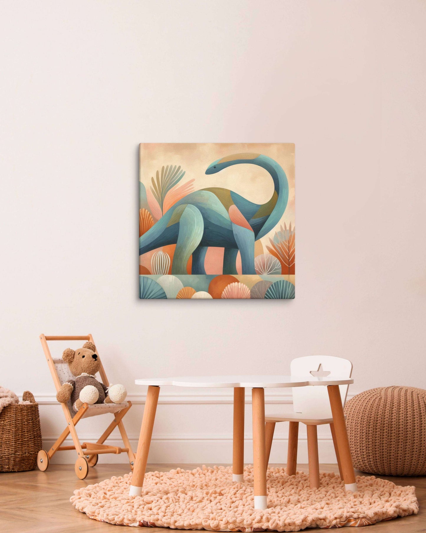 Wondershire, Brachiosaurus Canvas Print – Pastel Adventures, abstract dinosaur,baby boy room,baby girl room,baby shower gift,brachiosaurus,brachiosaurus art,Canvas,cartoon dinosaur,colorful wall art,cute dinosaur,dino art,dinosaur,dinosaur canvas,dinosaur
