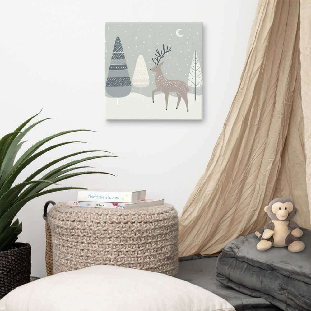 Wondershire, Reindeer in the Woods Canvas Print, Canvas,canvas print,Childrens Room,Christmas art,Kids Decor,Kids room Christmas,Nursery Art,Nursery Christmas,Nursery Decor,Reindeer Christmas Decor