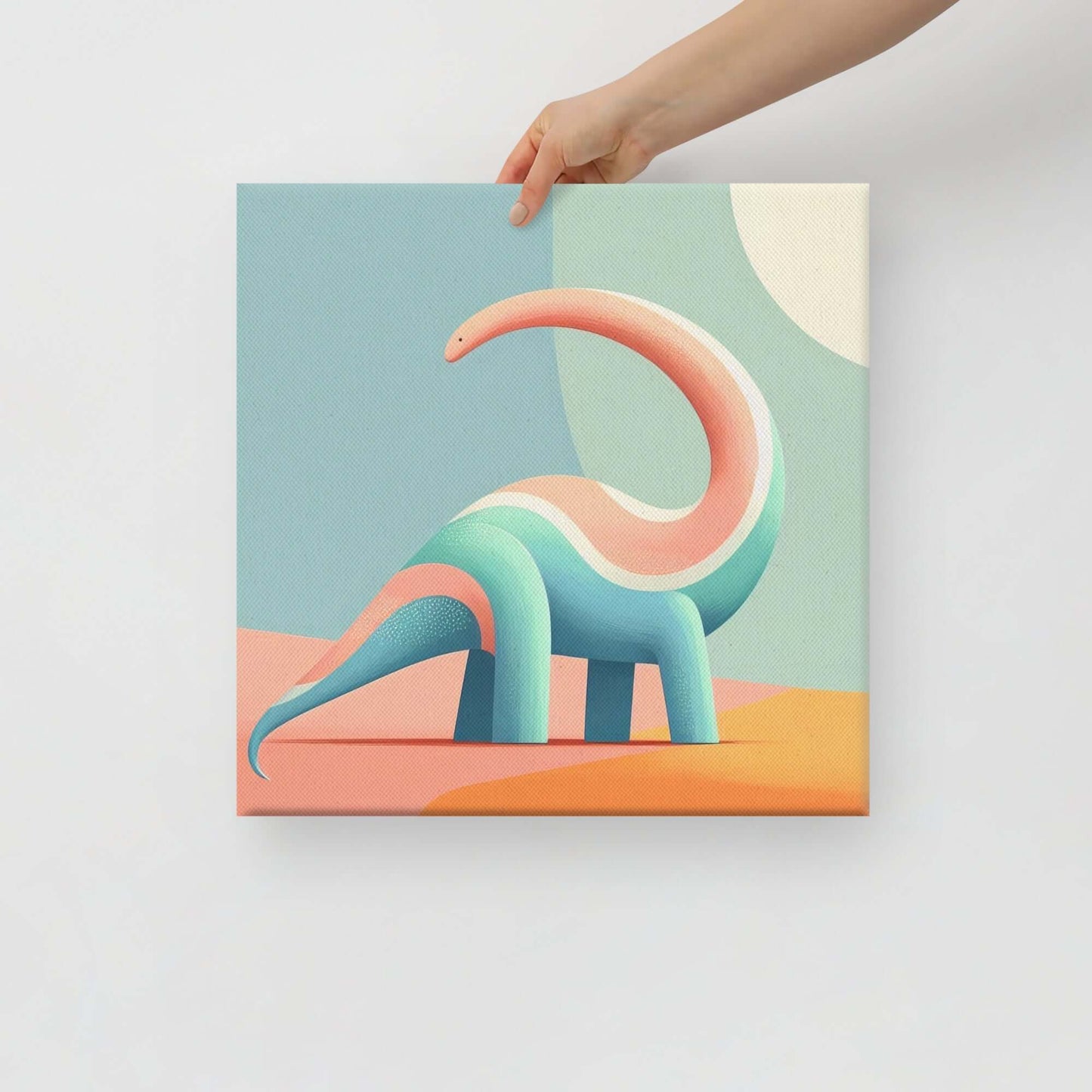 Wondershire, Brachiosaurus Canvas Print – Happy Explorer, abstract dinosaur,baby boy room,baby girl room,baby shower gift,brachiosaurus,brachiosaurus art,Canvas,cartoon dinosaur,colorful wall art,cute dinosaur,dino art,dinosaur,dinosaur canvas,dinosaur de