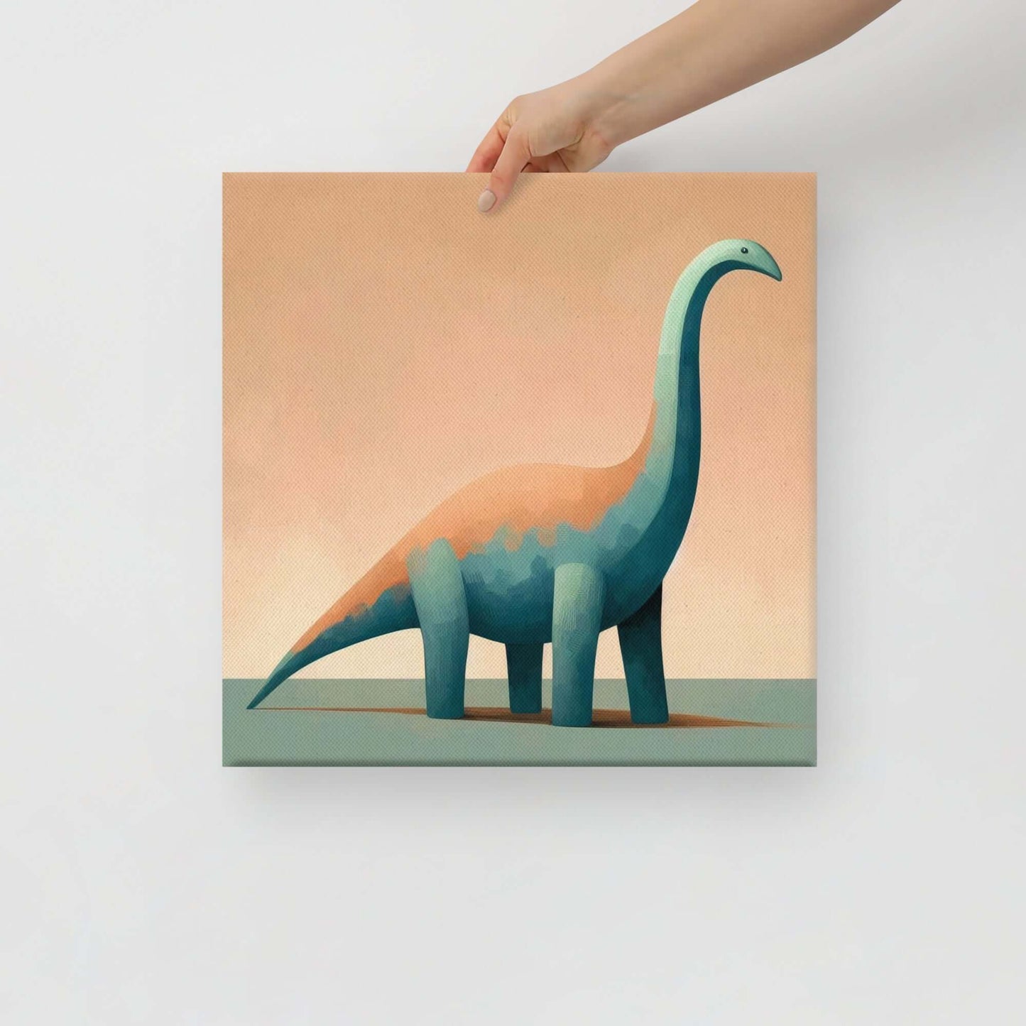 Wondershire, Brachiosaurus Canvas Print – Quiet Wilderness, abstract dinosaur,baby boy room,baby girl room,baby shower gift,brachiosaurus,brachiosaurus art,Canvas,cartoon dinosaur,colorful wall art,cute dinosaur,dino art,dinosaur,dinosaur canvas,dinosaur