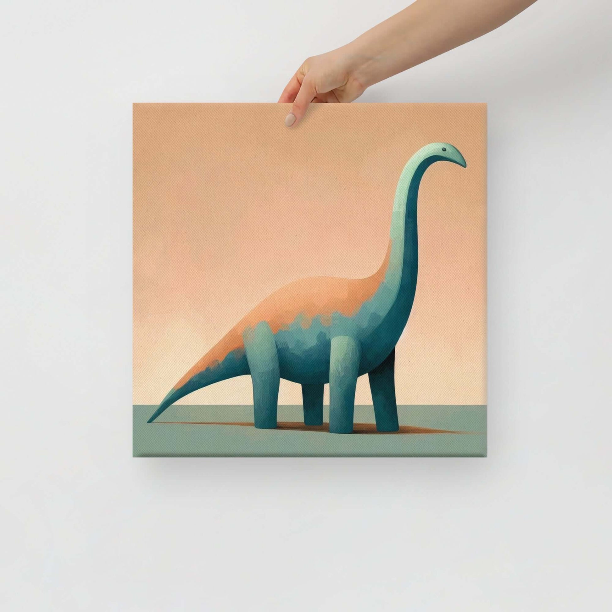 Wondershire, Brachiosaurus Canvas Print – Quiet Wilderness, abstract dinosaur,baby boy room,baby girl room,baby shower gift,brachiosaurus,brachiosaurus art,Canvas,cartoon dinosaur,colorful wall art,cute dinosaur,dino art,dinosaur,dinosaur canvas,dinosaur