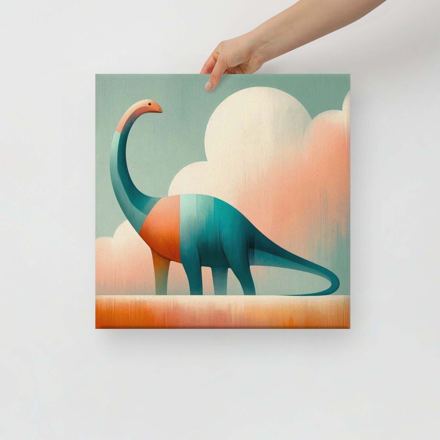 Wondershire, Brachiosaurus Canvas Print – Soft Skies, abstract dinosaur,baby boy room,baby girl room,baby shower gift,brachiosaurus,brachiosaurus art,Canvas,cartoon dinosaur,colorful wall art,cute dinosaur,dino art,dinosaur,dinosaur canvas,dinosaur decor
