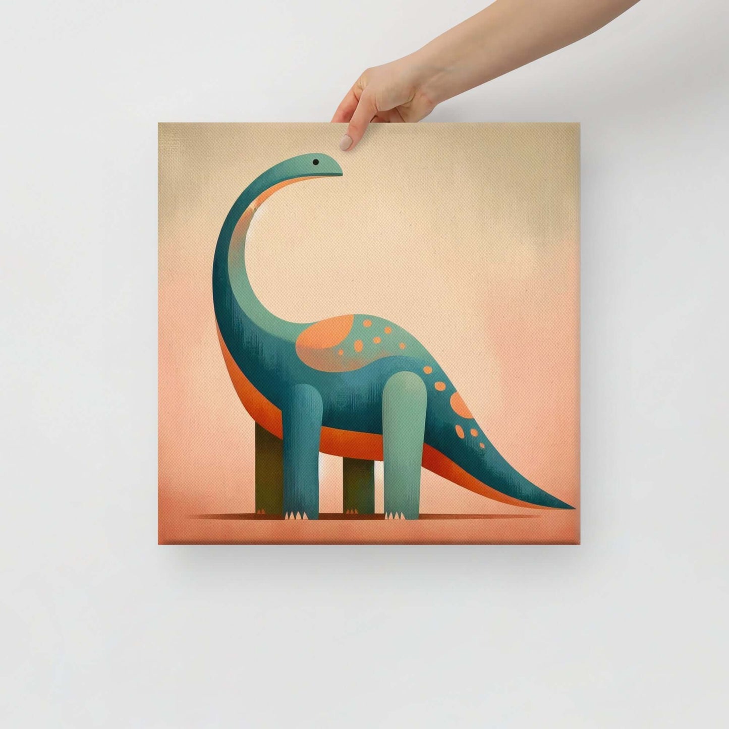 Wondershire, Brachiosaurus Canvas Print – Warm Tones, abstract dinosaur,baby boy room,baby girl room,baby shower gift,brachiosaurus,brachiosaurus art,Canvas,cartoon dinosaur,colorful wall art,cute dinosaur,dino art,dinosaur,dinosaur canvas,dinosaur decor