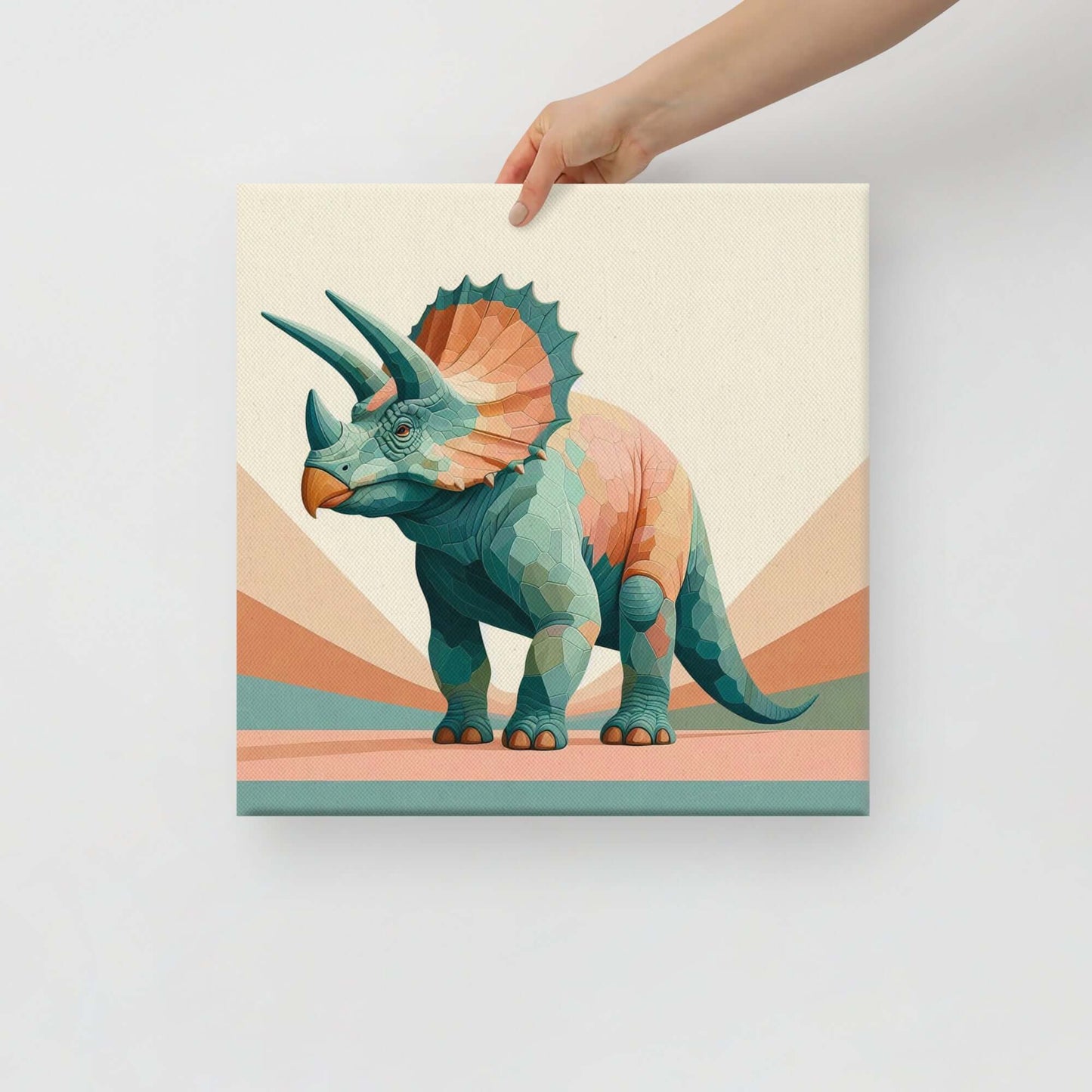 Wondershire, Triceratops Canvas Print – The Quiet Titan, ancient creature wall art,animal wall print,Canvas,colorful dinosaur art,cute dinosaur print,dinosaur artwork,dinosaur canvas print,dinosaur canvas wall art,dinosaur home decor,dinosaur nursery art,