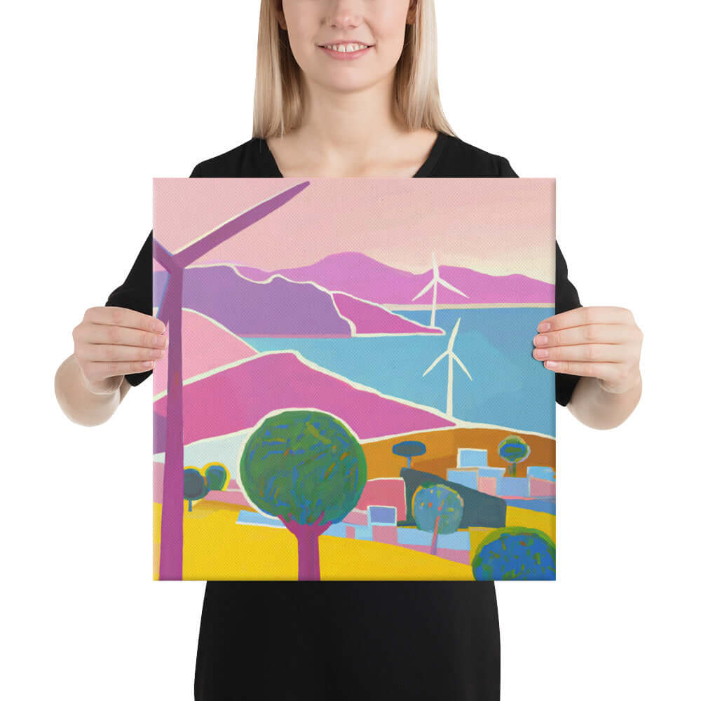 Wondershire, Wind Turbines Canvas Print, Canvas,Childrens Room,Coastal Wind Farm,Green Energy Decor,Kids Decor,Nature Art,Nursery Decor,Renewable Energy Art,Sustainable Living,Wind Power Art,Wind Turbine Art
