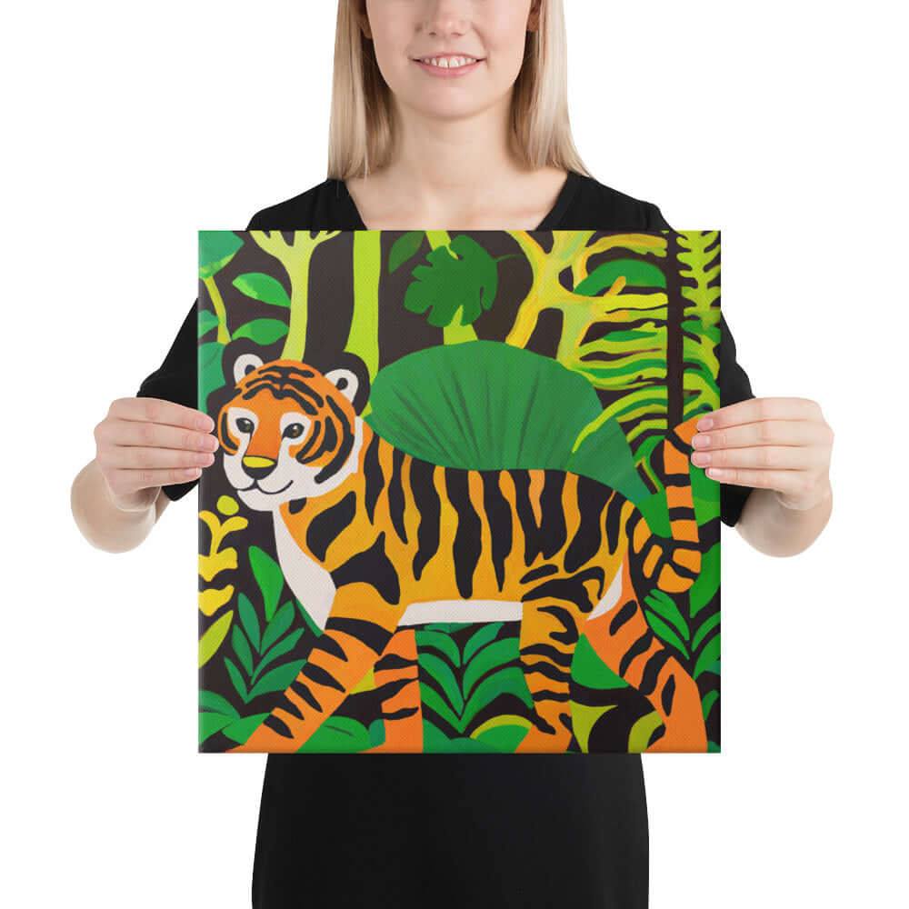 Wondershire, Tiger in the Jungle Canvas Print, Animal Print,Canvas,Childrens Room,Jungle Theme,Kids Decor,Nature Art,Nursery Art,Tiger Art,Tiger In Jungle,Wildlife Print