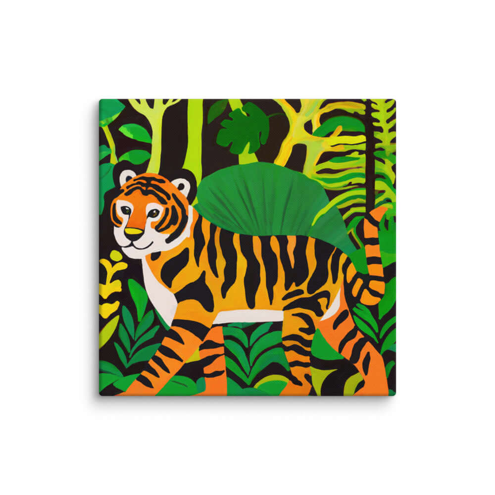 Wondershire, Tiger in the Jungle Canvas Print, Animal Print,Canvas,Childrens Room,Jungle Theme,Kids Decor,Nature Art,Nursery Art,Tiger Art,Tiger In Jungle,Wildlife Print