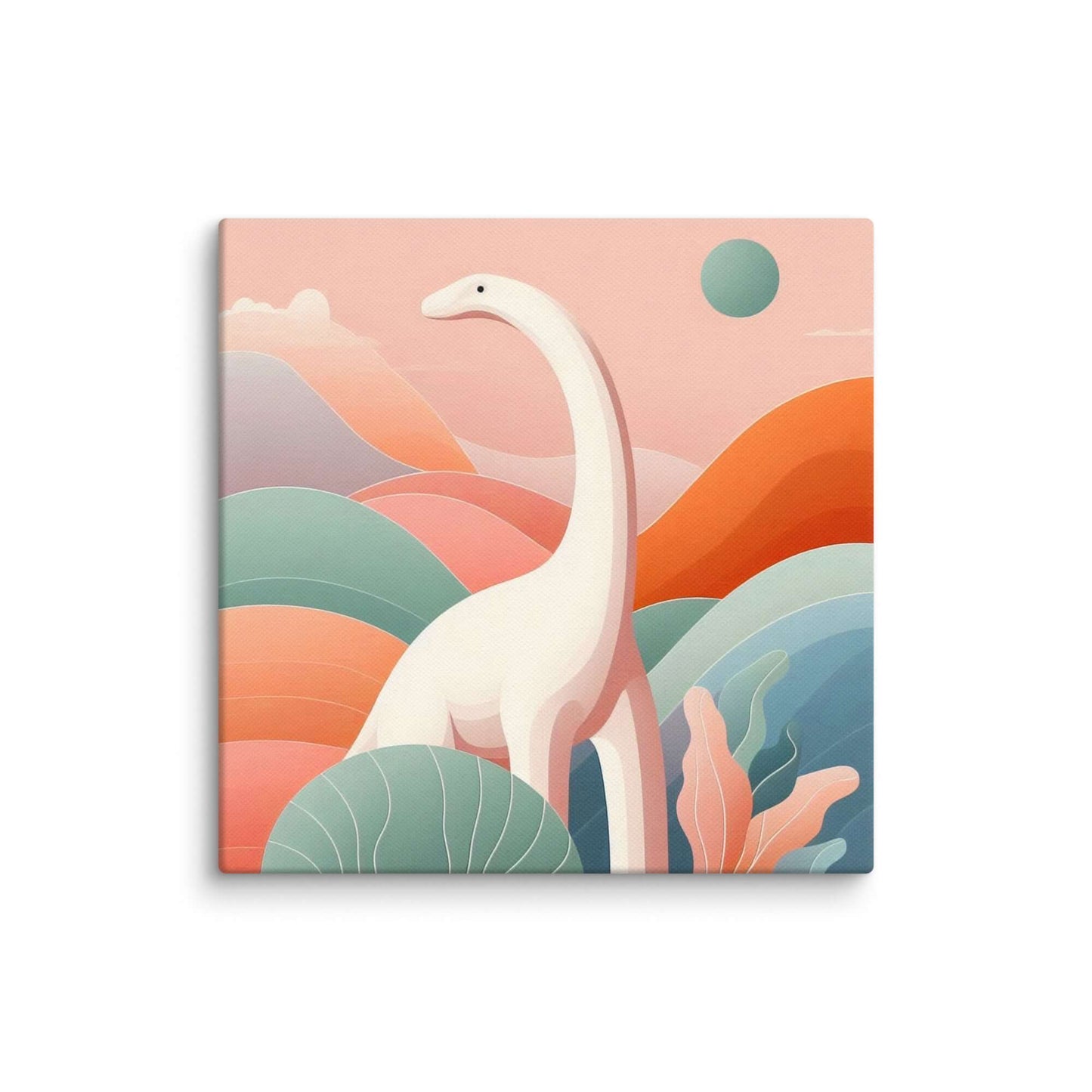Wondershire, Brachiosaurus Canvas Print – Dino at Dawn, abstract dinosaur,baby boy room,baby girl room,baby shower gift,brachiosaurus,brachiosaurus art,Canvas,cartoon dinosaur,colorful wall art,cute dinosaur,dino art,dinosaur,dinosaur canvas,dinosaur deco
