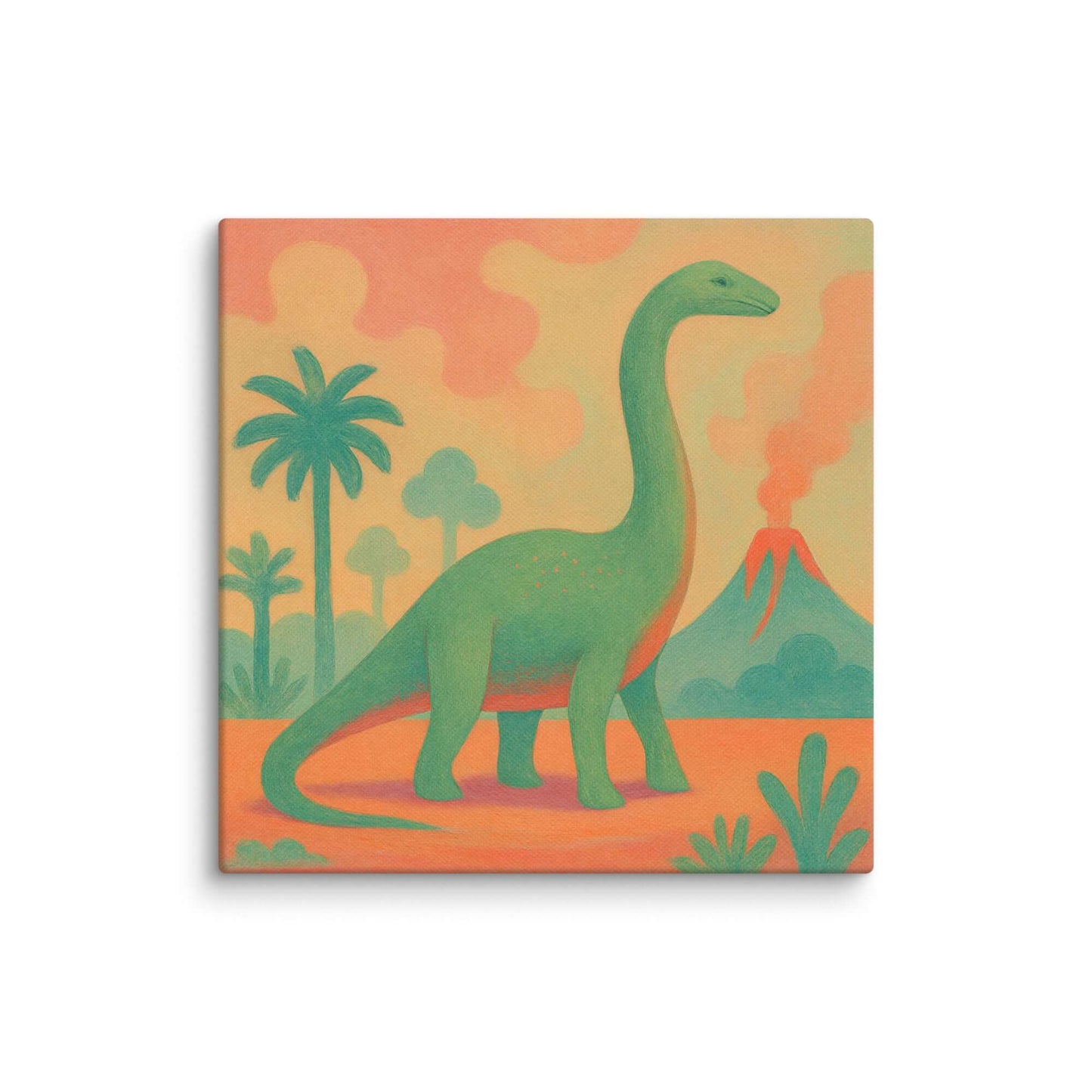 Wondershire, Brachiosaurus Canvas Print – Earthy Sunset, abstract dinosaur,baby boy room,baby girl room,baby shower gift,brachiosaurus,brachiosaurus art,Canvas,cartoon dinosaur,colorful wall art,cute dinosaur,dino art,dinosaur,dinosaur canvas,dinosaur dec