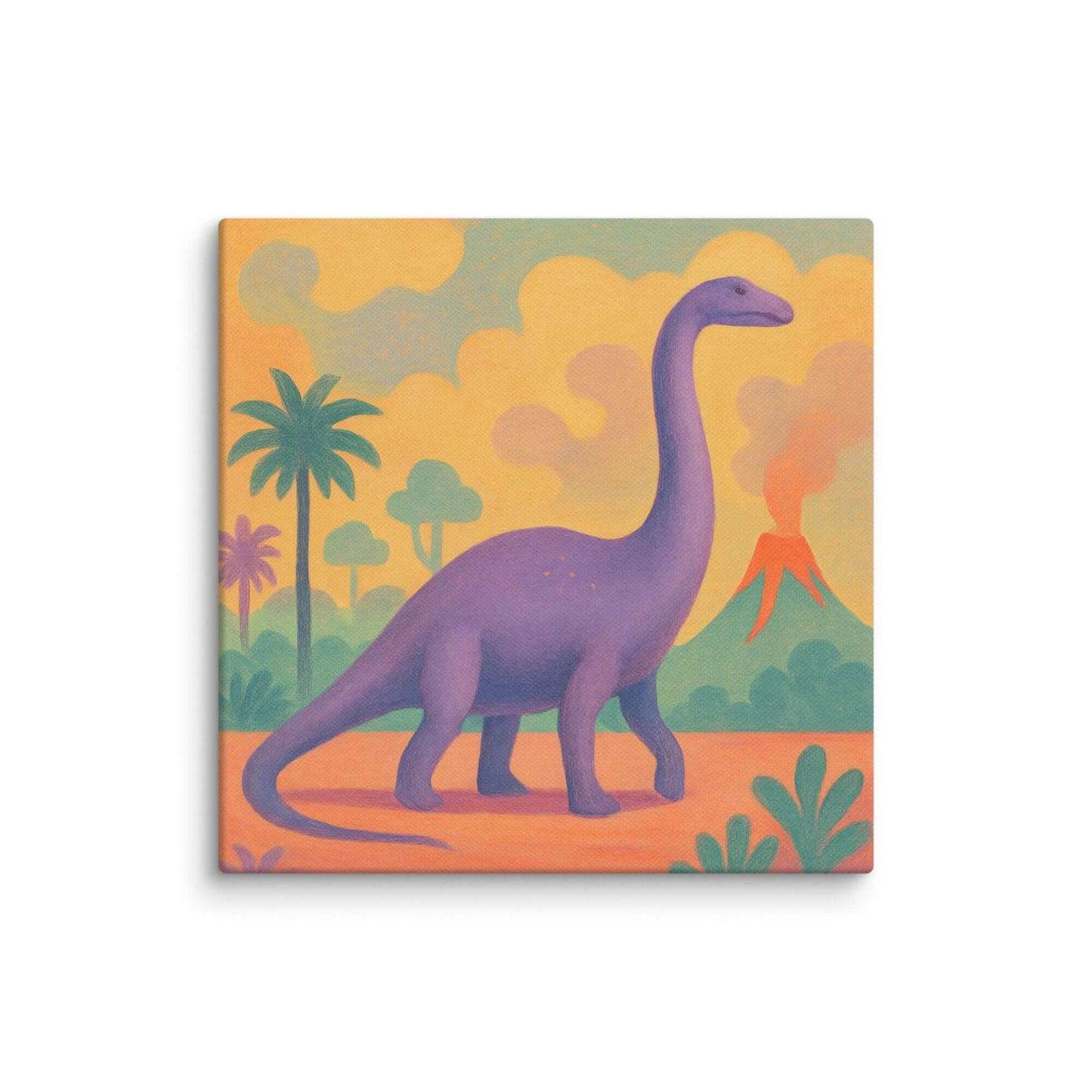 Wondershire, Brachiosaurus Canvas Print – Earthy Sunset v2, abstract dinosaur,baby boy room,baby girl room,baby shower gift,brachiosaurus,brachiosaurus art,Canvas,cartoon dinosaur,colorful wall art,cute dinosaur,dino art,dinosaur,dinosaur canvas,dinosaur