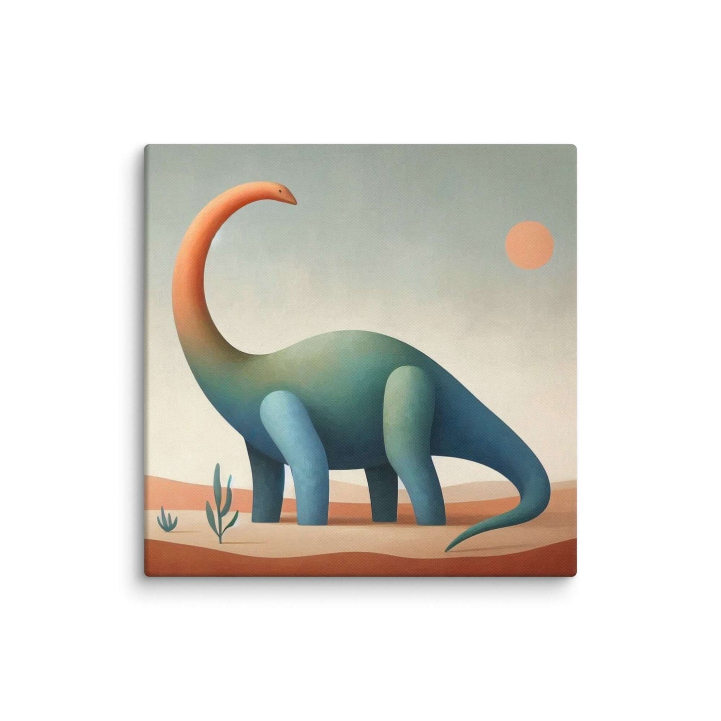 Wondershire, Brachiosaurus Canvas Print – Mint & Peach, abstract dinosaur,baby boy room,baby girl room,baby shower gift,brachiosaurus,brachiosaurus art,Canvas,cartoon dinosaur,colorful wall art,cute dinosaur,dino art,dinosaur,dinosaur canvas,dinosaur deco