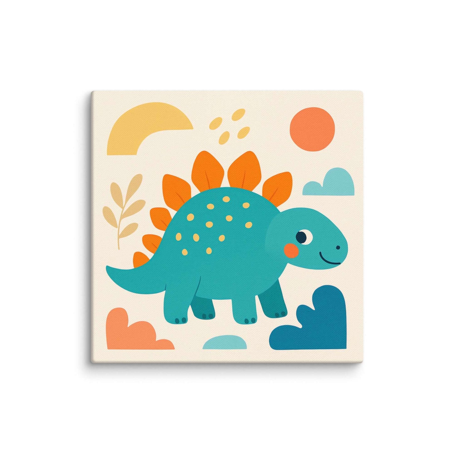 Wondershire, Stegosaurus Canvas Print – Little Leafback Adventure, baby dinosaur print,Canvas,cartoon dinosaur wall art,colorful dino decor,cute stegosaurus art,dinosaur print for toddlers,dinosaur wall art for kids,friendly dinosaur wall art,happy dinosa