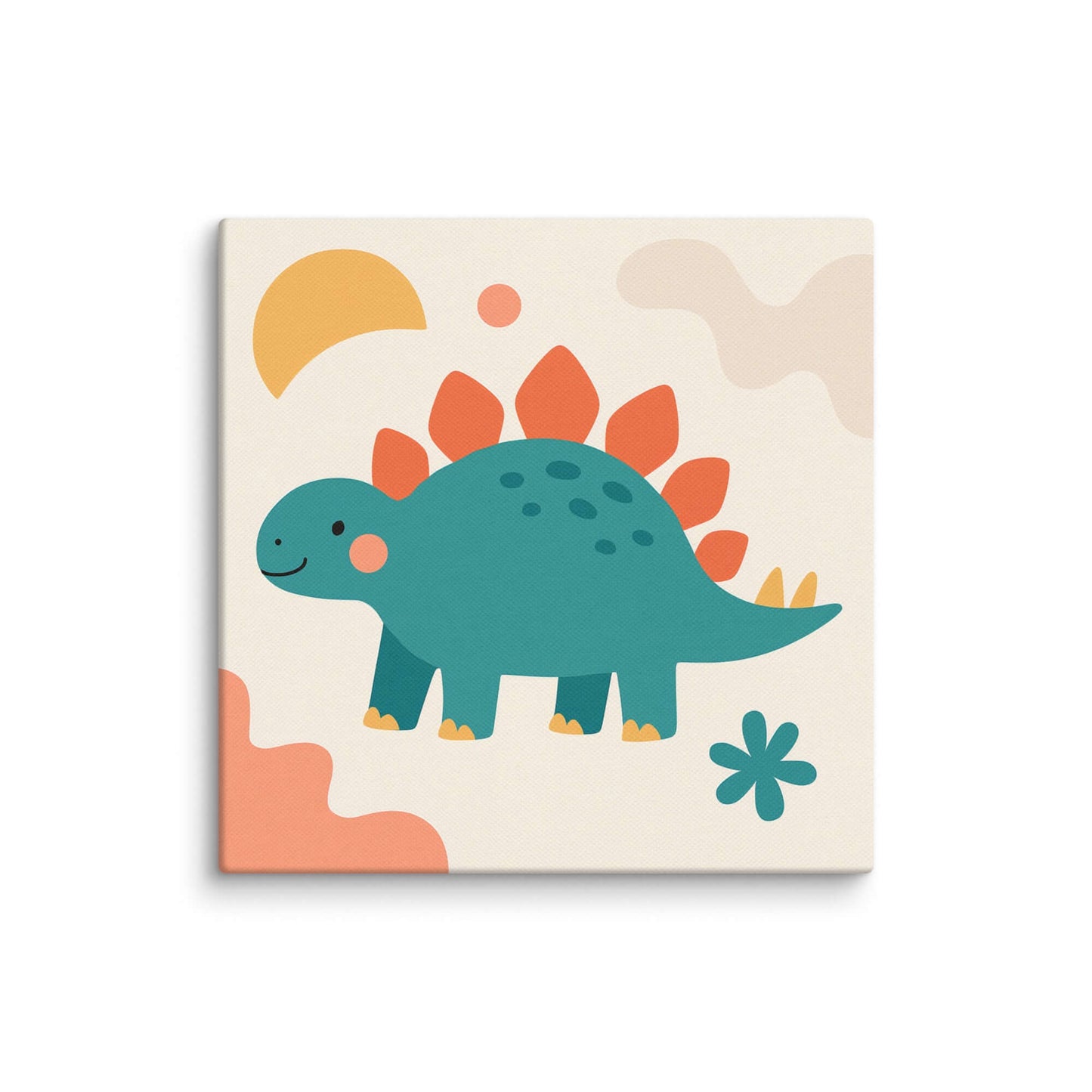Wondershire, Stegosaurus Canvas Print – Spiky Smiles, baby dinosaur print,Canvas,cartoon dinosaur wall art,colorful dino decor,cute stegosaurus art,dinosaur print for toddlers,dinosaur wall art for kids,friendly dinosaur wall art,happy dinosaur illustrati