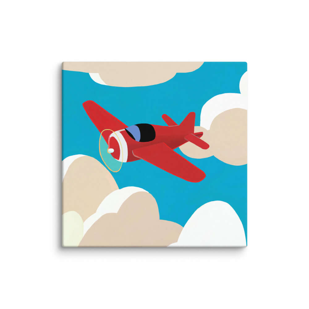 Wondershire, Red Airplane Canvas Print, Airplane In Sky,Aviation Art,Canvas,Childrens Room,Kids Decor,Nursery Art,Nursery Decor,Red Plane,Science kids