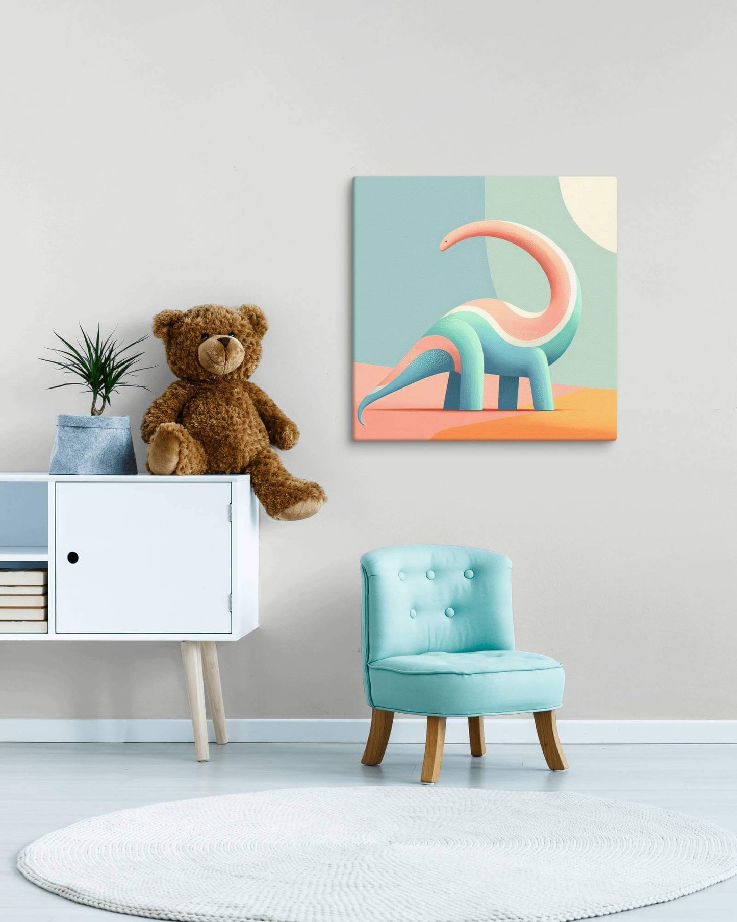 Wondershire, Brachiosaurus Canvas Print – Happy Explorer, abstract dinosaur,baby boy room,baby girl room,baby shower gift,brachiosaurus,brachiosaurus art,Canvas,cartoon dinosaur,colorful wall art,cute dinosaur,dino art,dinosaur,dinosaur canvas,dinosaur de