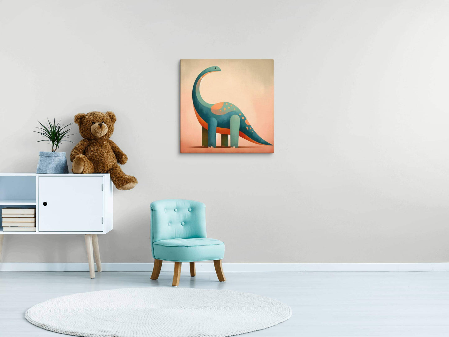 Wondershire, Brachiosaurus Canvas Print – Warm Tones, abstract dinosaur,baby boy room,baby girl room,baby shower gift,brachiosaurus,brachiosaurus art,Canvas,cartoon dinosaur,colorful wall art,cute dinosaur,dino art,dinosaur,dinosaur canvas,dinosaur decor
