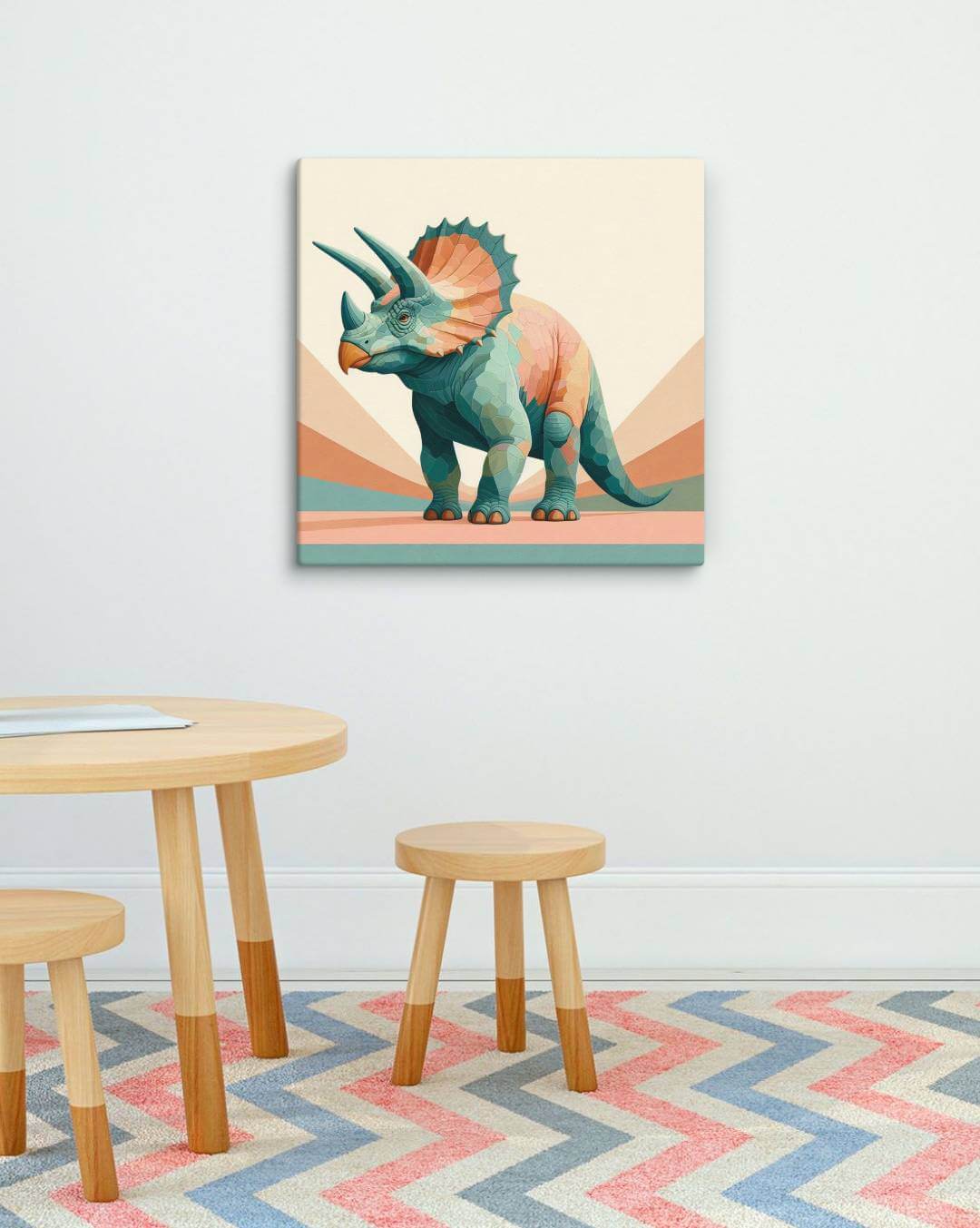 Wondershire, Triceratops Canvas Print – The Quiet Titan, ancient creature wall art,animal wall print,Canvas,colorful dinosaur art,cute dinosaur print,dinosaur artwork,dinosaur canvas print,dinosaur canvas wall art,dinosaur home decor,dinosaur nursery art,