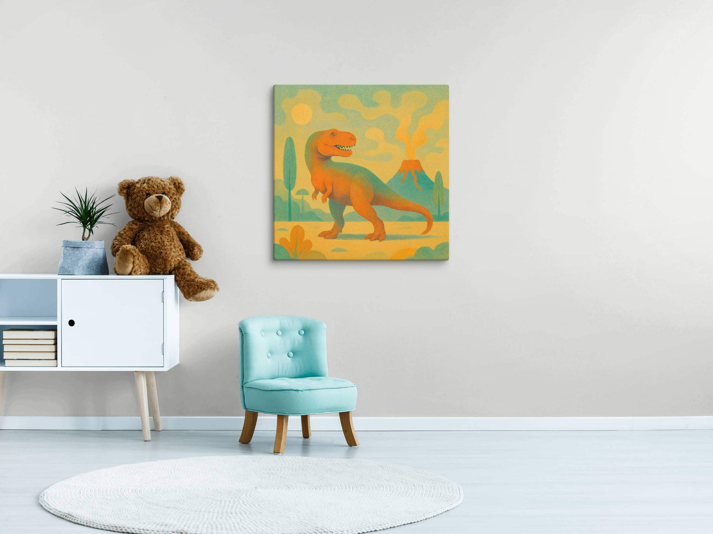 Wondershire, T-Rex Canvas Print – Guardian of Golden Light, Canvas,cute dinosaur print,dinosaur bedroom decor,dinosaur canvas print,dinosaur nursery decor,dinosaur room print,dinosaur themed gift,dinosaur wall decor,jurassic dinosaur art,kids dinosaur dec
