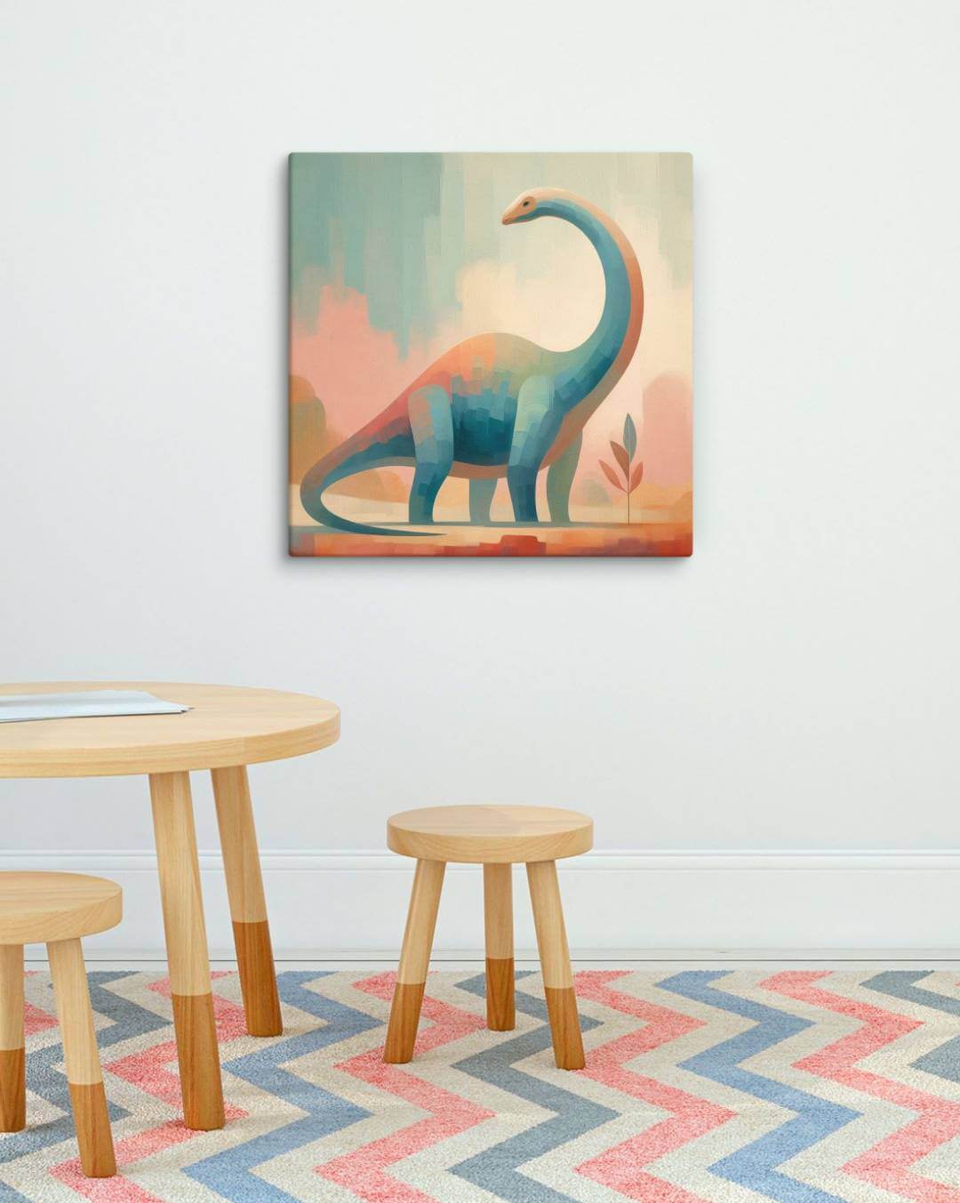 Wondershire, Brachiosaurus Canvas Print – Playful Pastures, abstract dinosaur,baby boy room,baby girl room,baby shower gift,brachiosaurus,brachiosaurus art,Canvas,cartoon dinosaur,colorful wall art,cute dinosaur,dino art,dinosaur,dinosaur canvas,dinosaur