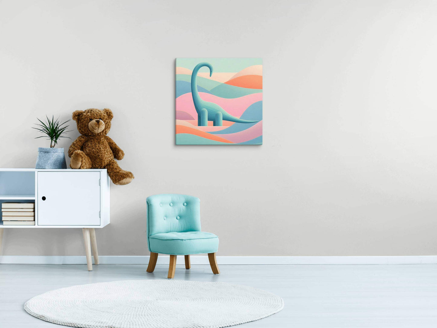 Wondershire, Brachiosaurus Canvas Print – Rainbow Landscape, abstract dinosaur,baby boy room,baby girl room,baby shower gift,brachiosaurus,brachiosaurus art,Canvas,cartoon dinosaur,colorful wall art,cute dinosaur,dino art,dinosaur,dinosaur canvas,dinosaur