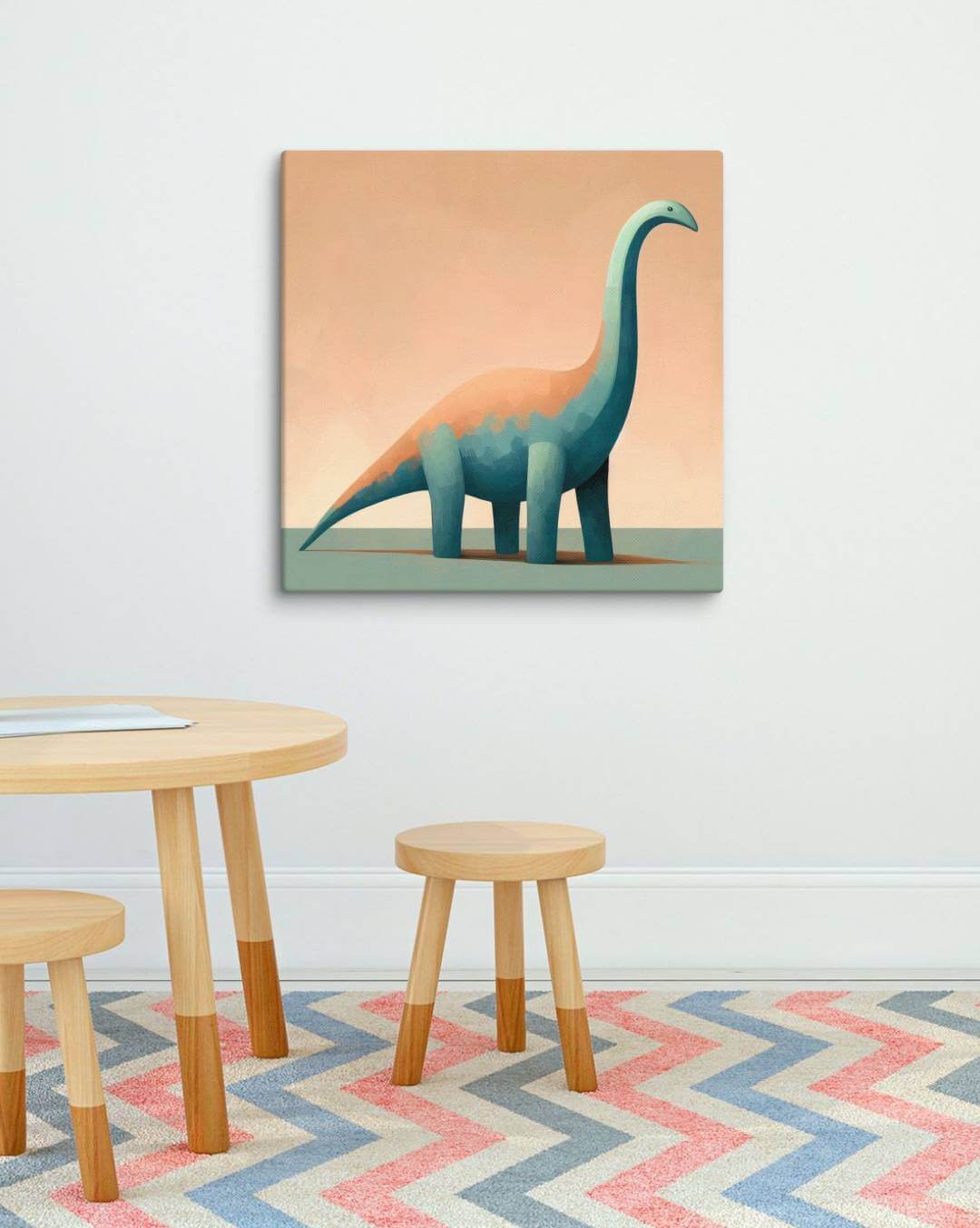 Wondershire, Brachiosaurus Canvas Print – Quiet Wilderness, abstract dinosaur,baby boy room,baby girl room,baby shower gift,brachiosaurus,brachiosaurus art,Canvas,cartoon dinosaur,colorful wall art,cute dinosaur,dino art,dinosaur,dinosaur canvas,dinosaur