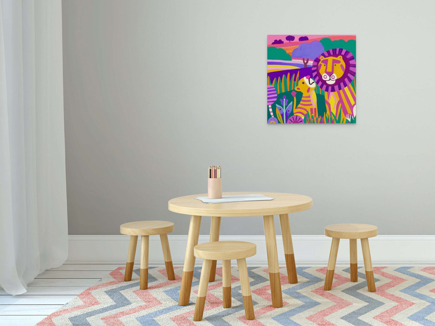 Wondershire, The Very Brave Lion Canvas Print, Adorable Animals,Animal Print,Baby Lion Art,Canvas,Childrens Room,Kids Decor,Lion Canvas Print,Lion Cub,Lion family,Nature Art,Nursery Art,Nursery Decor,Safari Decor,Wildlife Nursery,Wildlife Print